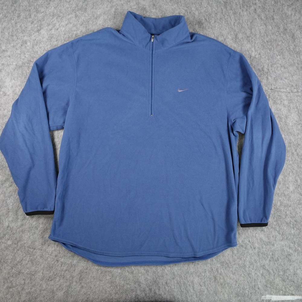 Nike Shirt Mens Extra Large Blue Therma FIT 1/4 Zip Fleece Pullover Sweatshirt
